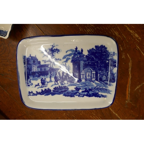 300 - Blue & white cheese dish, butter dish & entre dish to include Mason's