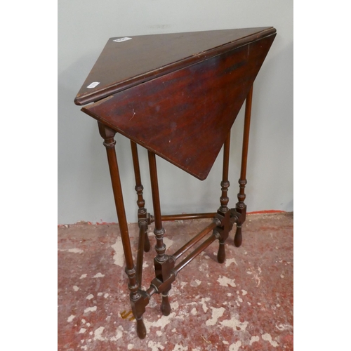 309 - Unusual antique mahogany fold out occasional table