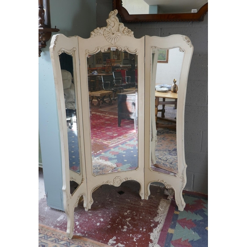 323 - French 3 fold mirror with bevelled glass