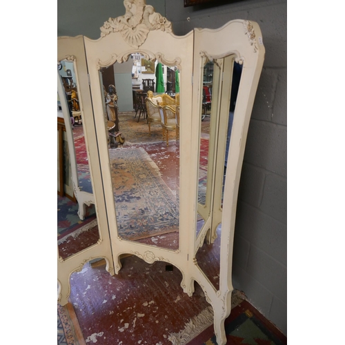 323 - French 3 fold mirror with bevelled glass