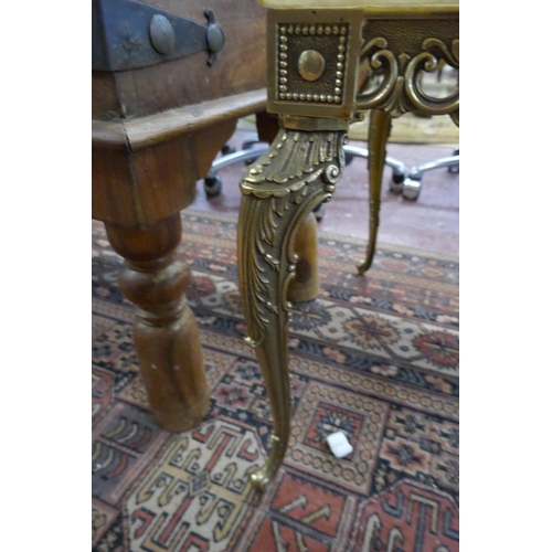 328 - Marble top coffee table with ornate brass frame