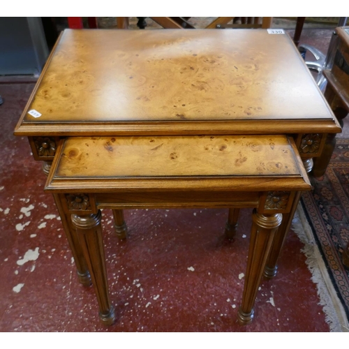 330 - Nest of 2 burr walnut tables