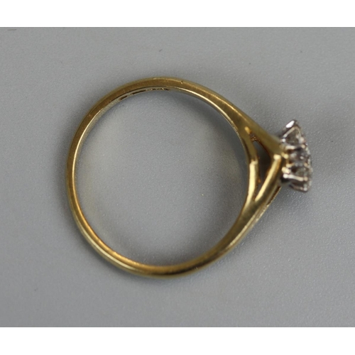 43 - 18ct gold 3 stone diamond ring - Size M