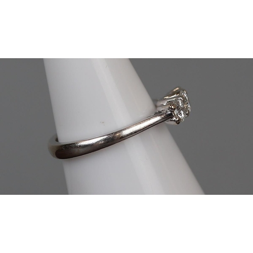 50 - Fine 18ct white gold 3 stone diamond ring - Size N½