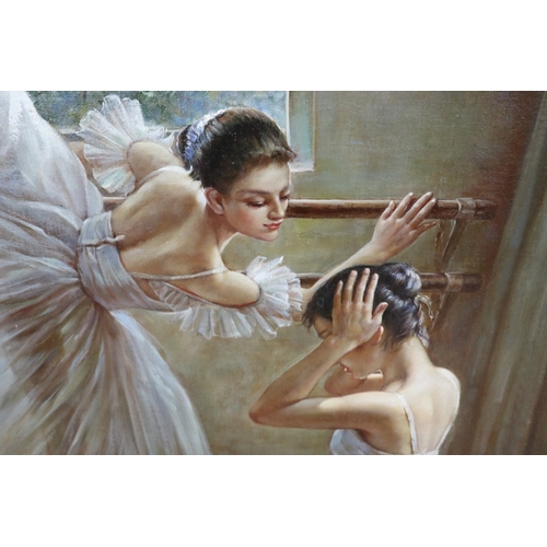 196 - Fine quality oil on canvas of ballerina by H. Tigana - Approx. IS: 74cm x 100cm