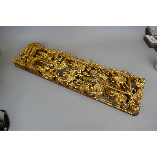 82 - Fine quality carved Oriental gilt panels - Approx. H:76