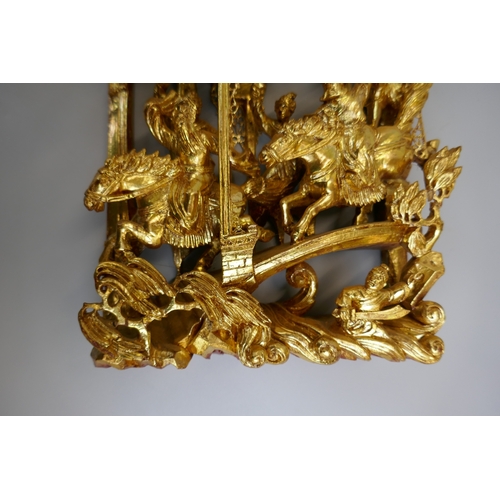 82 - Fine quality carved Oriental gilt panels - Approx. H:76