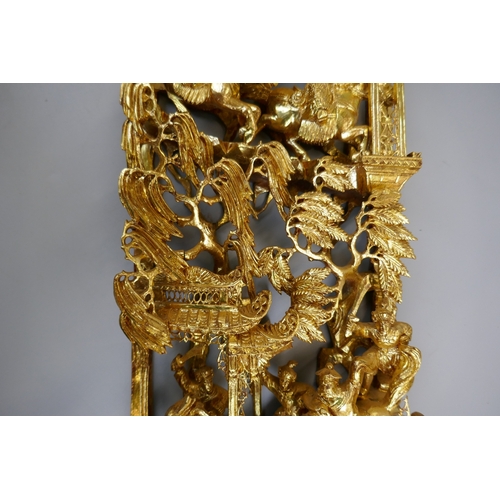 82 - Fine quality carved Oriental gilt panels - Approx. H:76