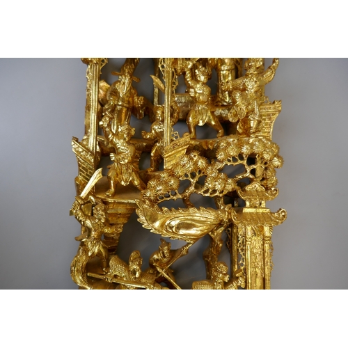 82 - Fine quality carved Oriental gilt panels - Approx. H:76