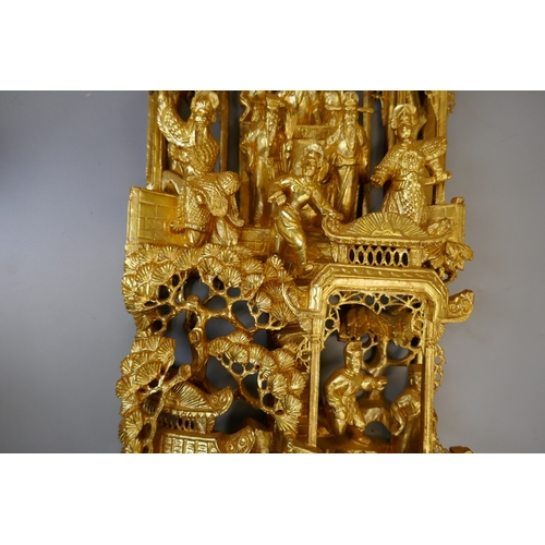 82 - Fine quality carved Oriental gilt panels - Approx. H:76