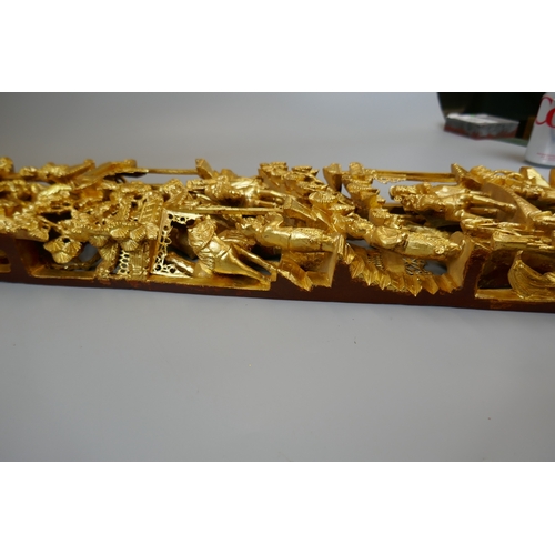 82 - Fine quality carved Oriental gilt panels - Approx. H:76