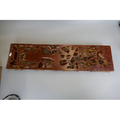 82 - Fine quality carved Oriental gilt panels - Approx. H:76