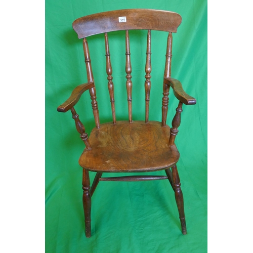 505 - Spindle back elm seated kitchen armchair