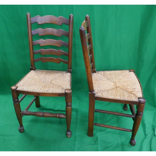 508 - Set of 6 rush seated ladder back dining chairs