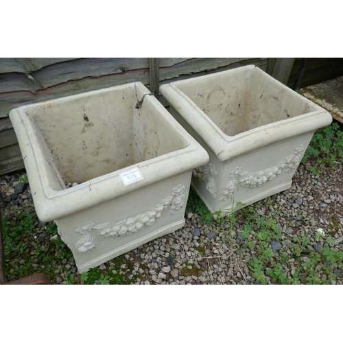 525 - Pair of square stone planters