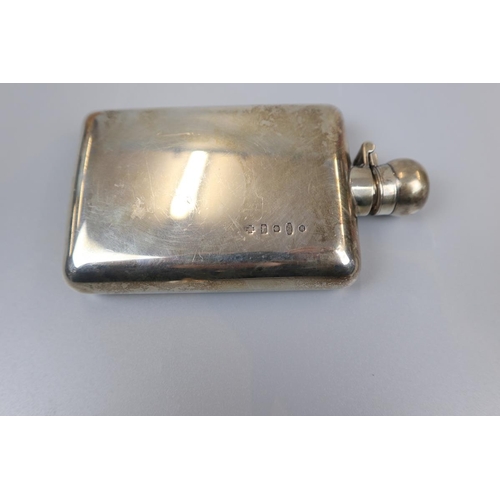 14 - Hallmarked silver hip flask with funnel - Approx weight: 140g