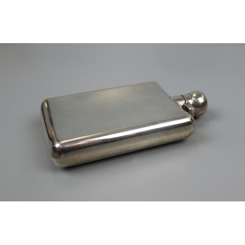 14 - Hallmarked silver hip flask with funnel - Approx weight: 140g