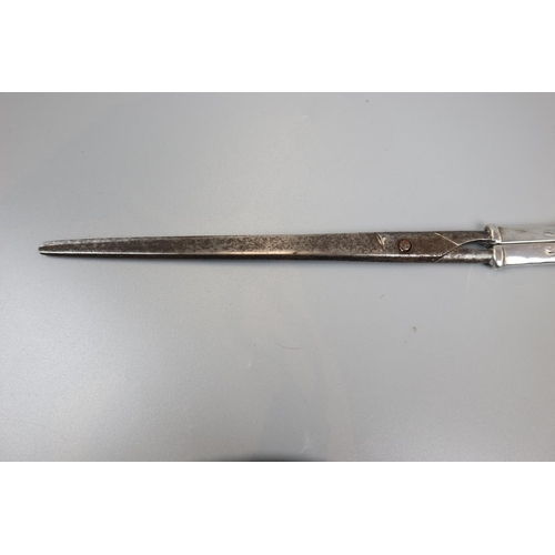 2 - Hallmarked silver letter opener & silver handled scissors