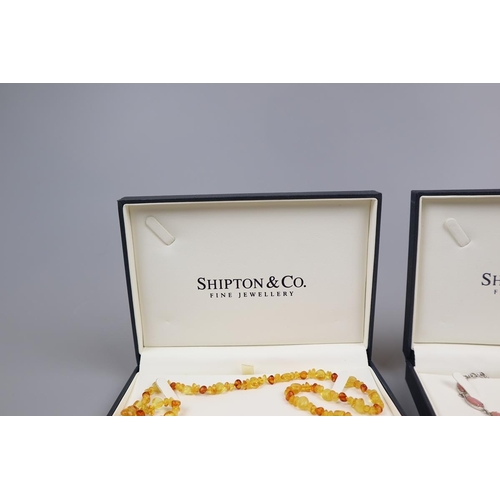 20 - Shipton & Co pink opal silver necklace and Shipton & Co amber necklace