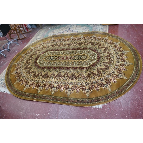 515 - Large oval mustard pattern rug - Approx 350cm x 250cm