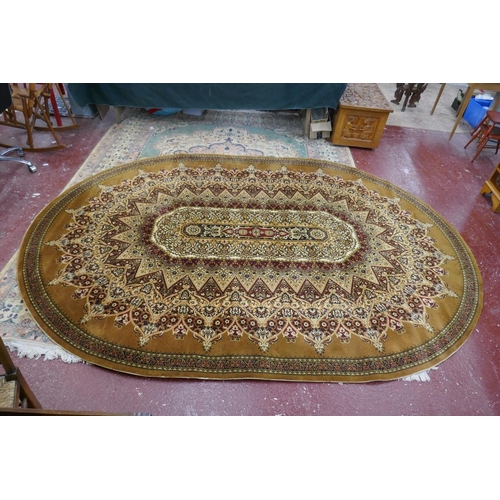 515 - Large oval mustard pattern rug - Approx 350cm x 250cm