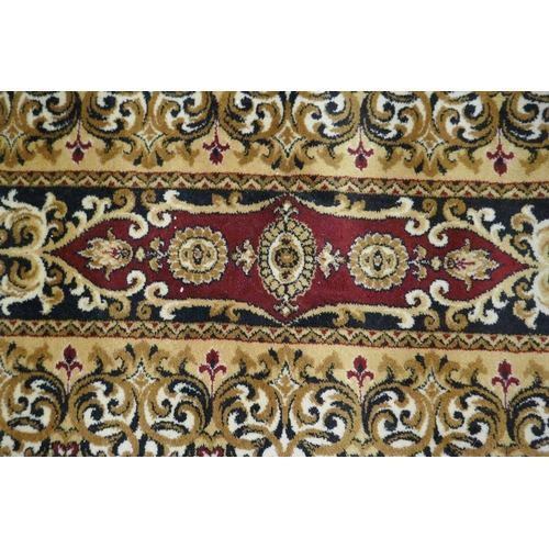 515 - Large oval mustard pattern rug - Approx 350cm x 250cm