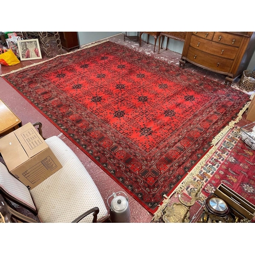 516 - Very large fine quality red patterned rug - Approx 410cm x 300cm