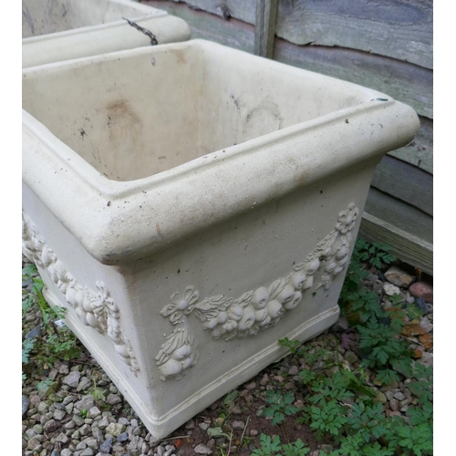 525 - Pair of square stone planters