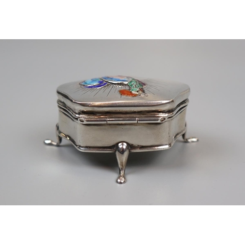 6 - Hallmarked silver & enamel pill box