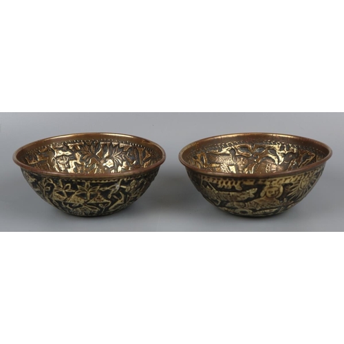 117 - Pair of chased Egyptian brass bowls`