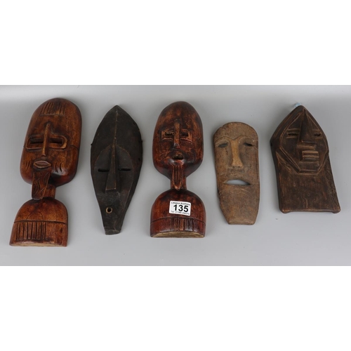 135 - 5 African tribal masks