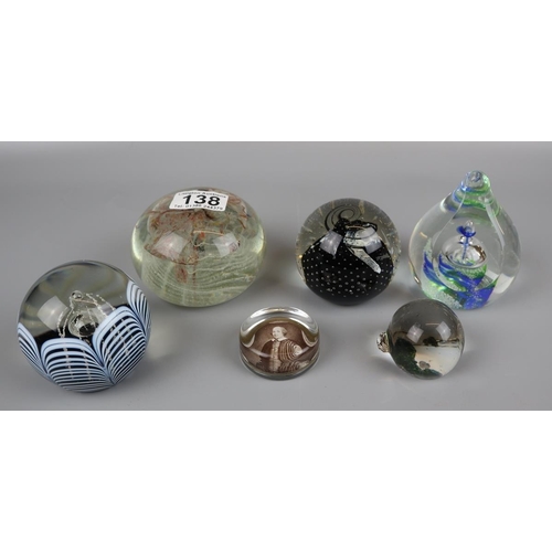 138 - Glass paper weights to include Caithness