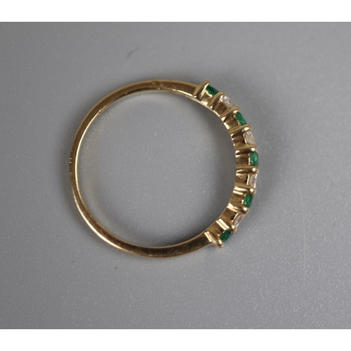 14 - 14ct gold diamond & emerald ring