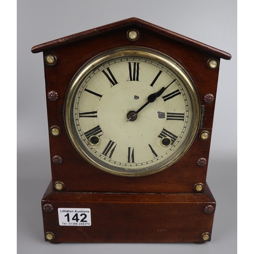 142 - Antique mahogany mantel clock working