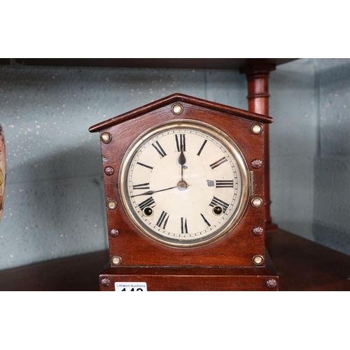 142 - Antique mahogany mantel clock working