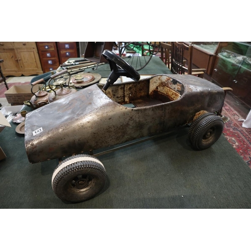 143 - Child's ride on pedal car, 1930's metal bodied