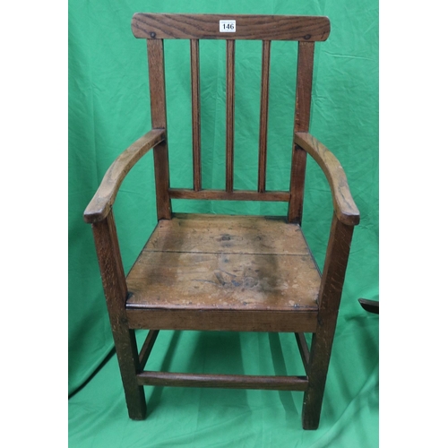 146 - Antique oak armchair