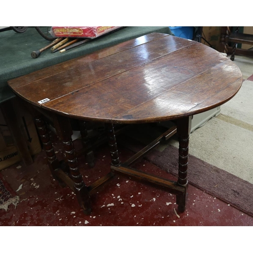 148 - Early antique oak gateleg dining table