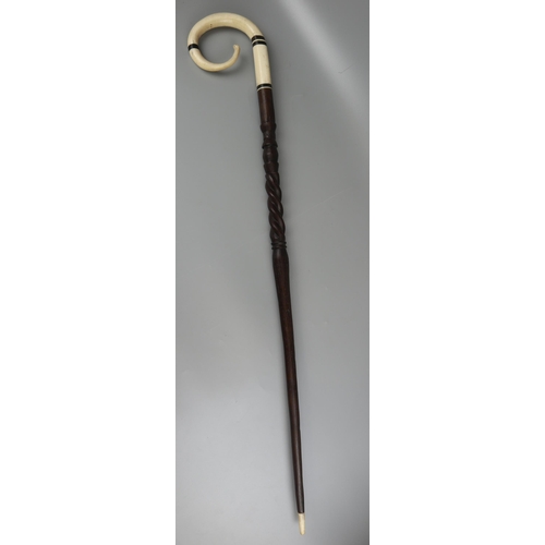 151 - Walking stick adorned with whale bone and baleen