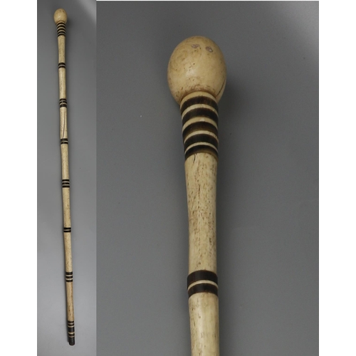 155 - Sailors whale bone & baleen walking stick