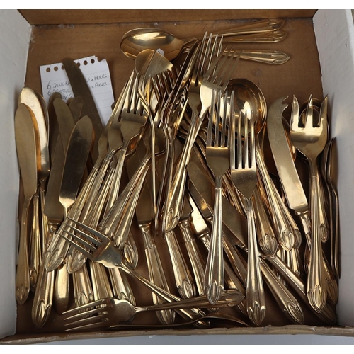 166 - Collection of gilt metal flat ware