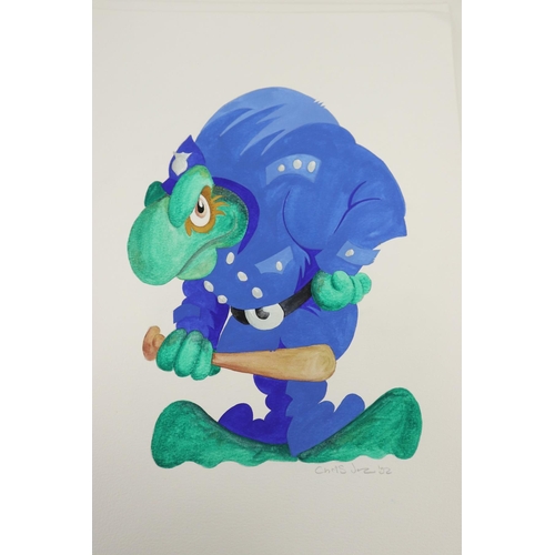 173 - Collection of original frog watercolours by Chris John for Yorkshire Television series Stay Lucky wi... 