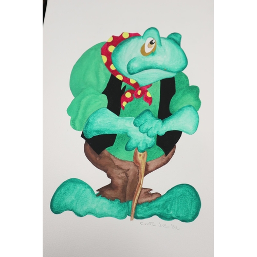 173 - Collection of original frog watercolours by Chris John for Yorkshire Television series Stay Lucky wi... 