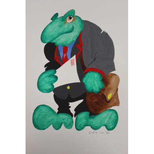 173 - Collection of original frog watercolours by Chris John for Yorkshire Television series Stay Lucky wi... 