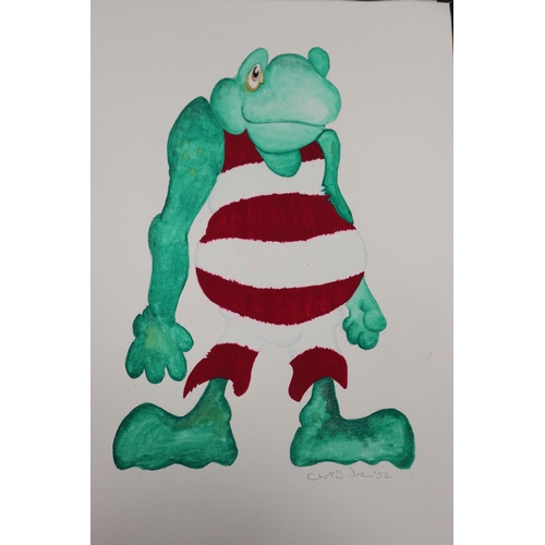 173 - Collection of original frog watercolours by Chris John for Yorkshire Television series Stay Lucky wi... 