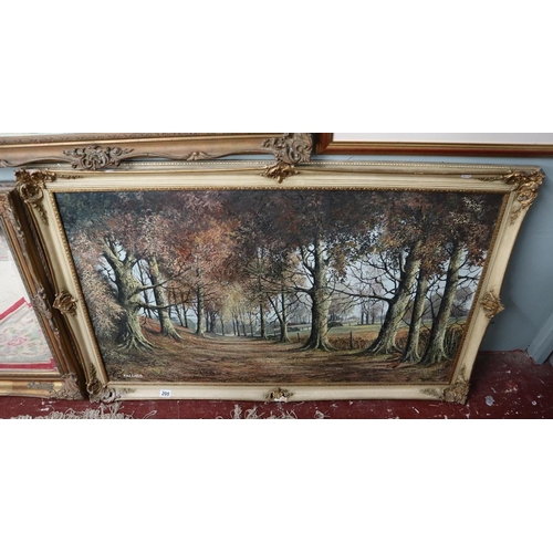 200 - Large oil on canvas rural scene signed Hallard - Approx. IS 121cm x 70cm