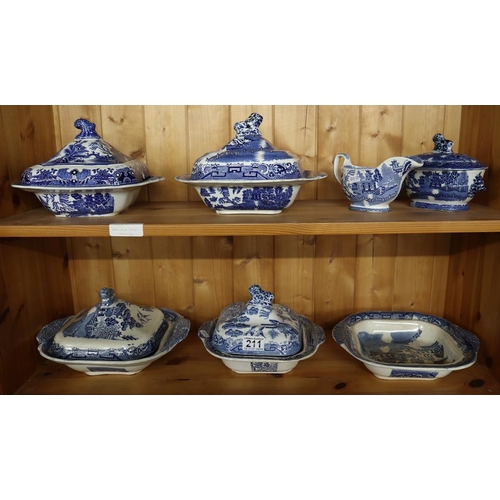 211 - Collection of blue and white china