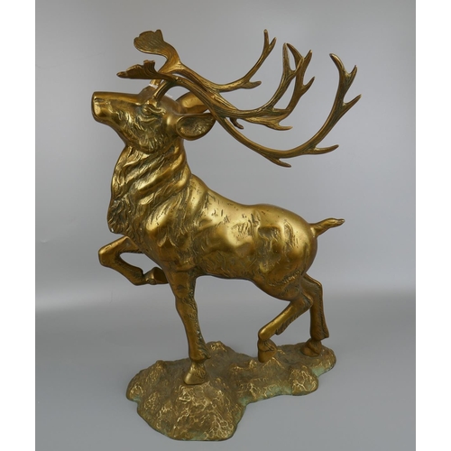 232 - Large brass stag figure - Approx. H:55cm