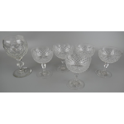 236 - Collection of 1930's champagne glasses and a rummer