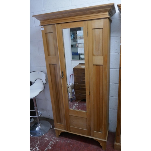 241 - Satin-walnut wardrobe with mirror - Approx. W:96cm D:45cm H:191cm